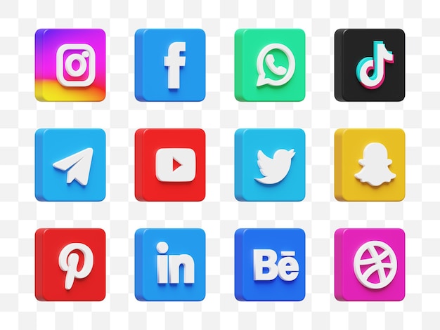 PSD social media icon collection 3d