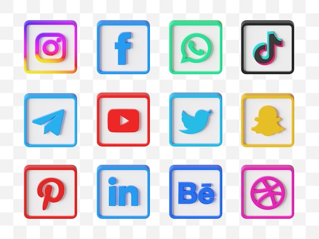 PSD social media icon collection 3d