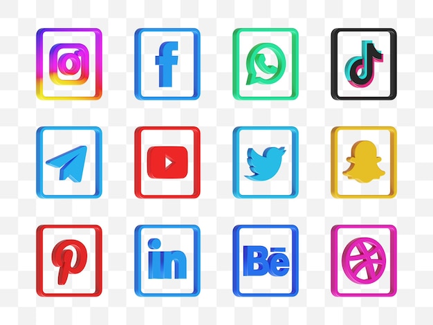 PSD social media icon collection 3d