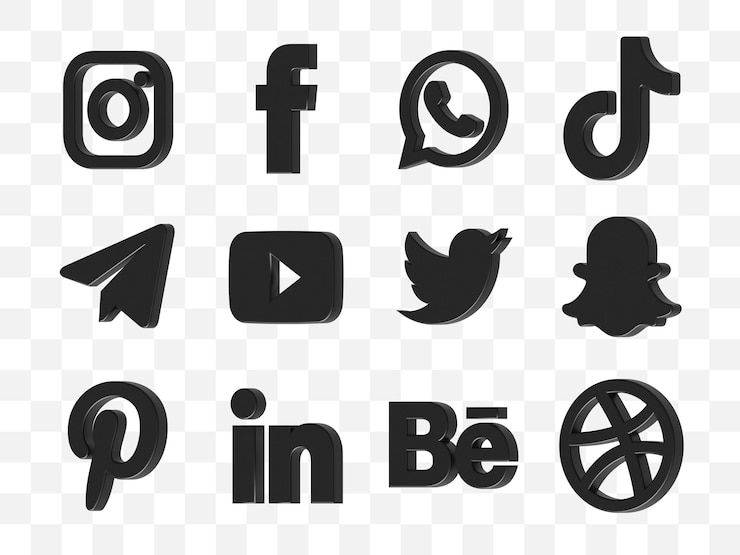 PSD social media icon collection 3d
