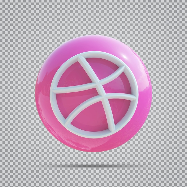 PSD значок социальных сетей dribbble 3d