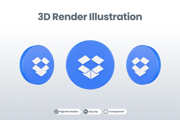 소셜 미디어 아이콘 Dropbox 로고 절연 3d 렌더링