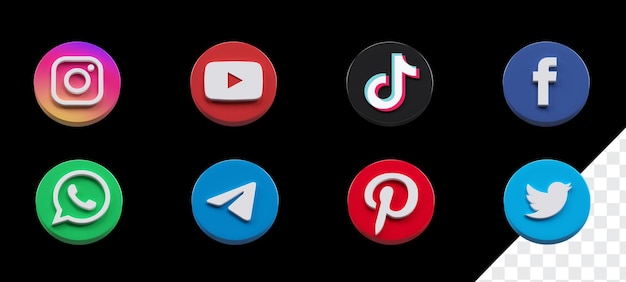 Social media icon high resolution 3d render set in top view