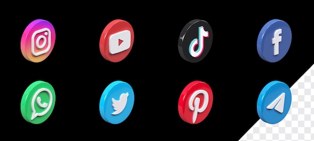 PSD social media icon high resolution 3d render set in top view