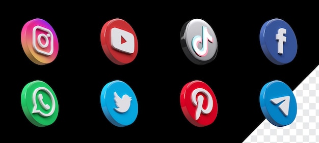 Social media icon high resolution 3d render set in top view