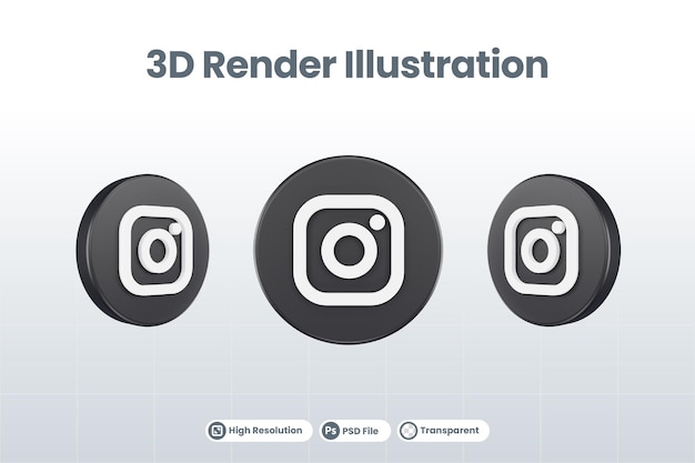 PSD social media icon instagram logo isolated 3d render