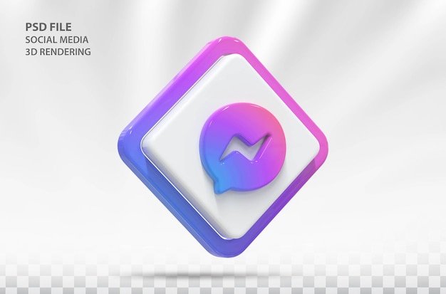 PSD Социальные медиа значок messenger 3d визуализации