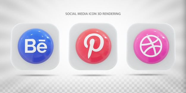 PSD set di icone social media 3d round