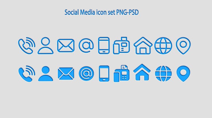 PSD 소셜 미디어 아이콘은 png 및 psd 형식으로 설정됩니다.