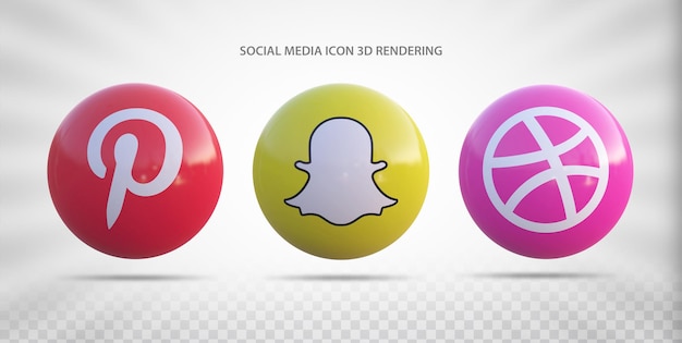 PSD social media icon set rendering