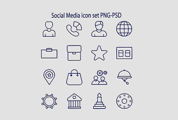 Social Media Icon Set for Web and App Design