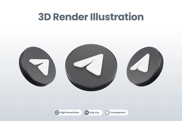 ソーシャルメディアアイコン電報ロゴ分離3dレンダリング