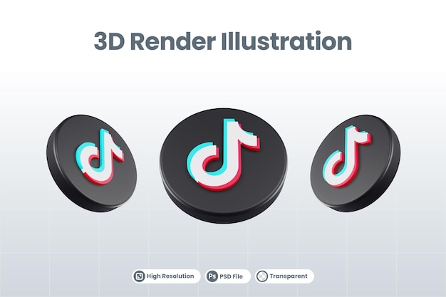 Social media icon tiktok logo isolated 3d render