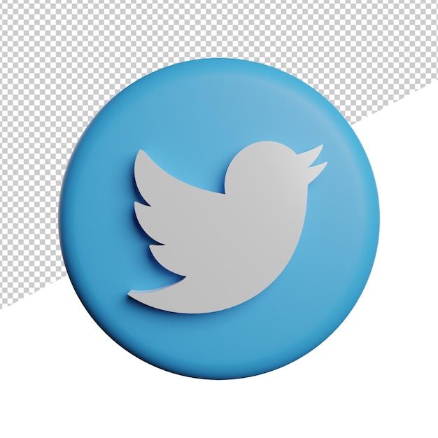 Social media icon twitter round front view 3d illustration rendering transparent background