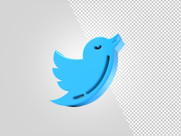 Social media icon twitter side view 3d rendering transparent background