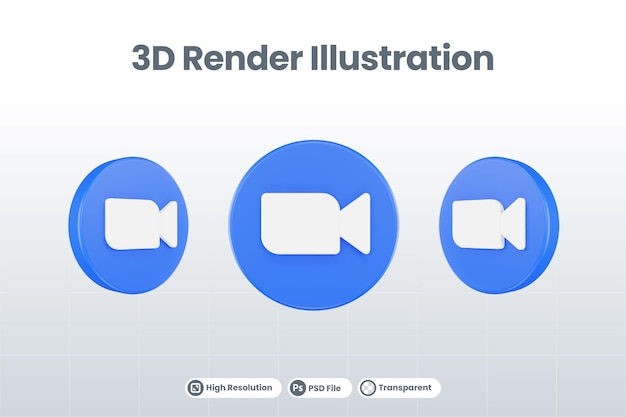 ソーシャルメディアアイコンズームロゴ分離3Dレンダリング