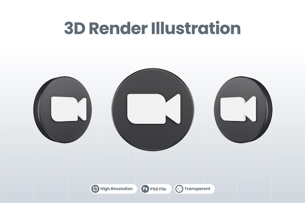 PSD ソーシャルメディアアイコンズームロゴ分離3dレンダリング