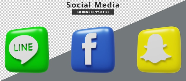 Social media iconen logo's 3d render Premium PSD