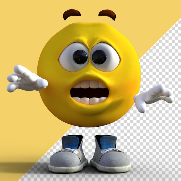 Social media icons 3d surprised emoji character illustration