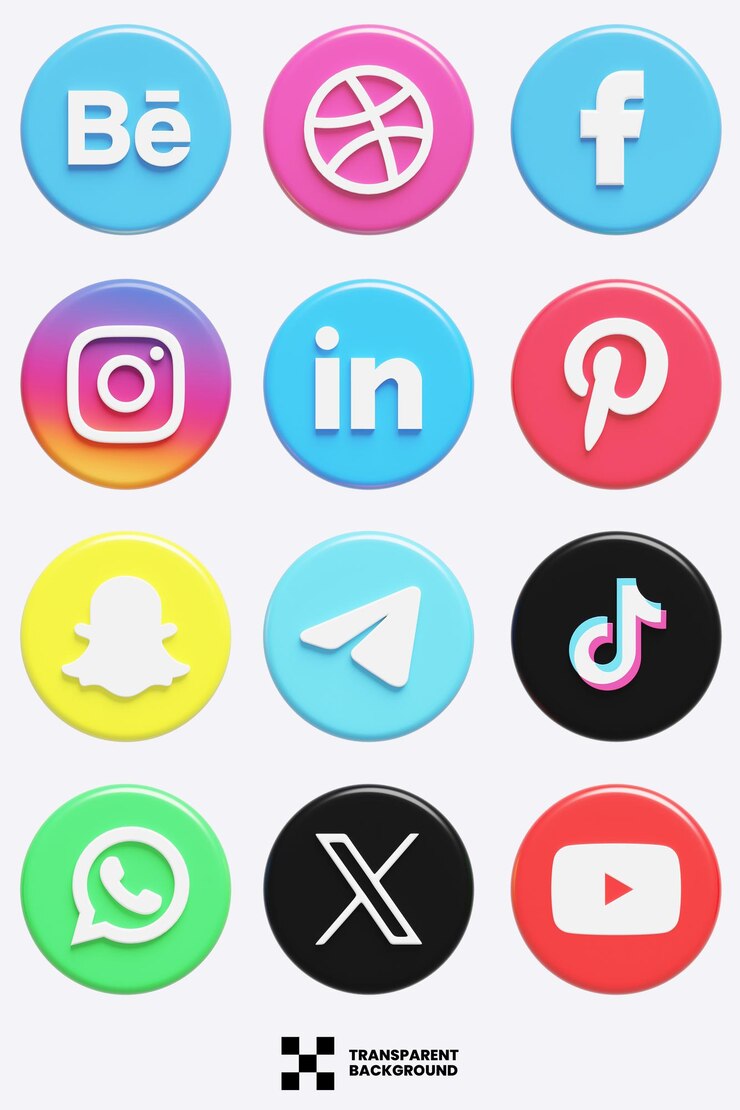 PSD social media icons 3d