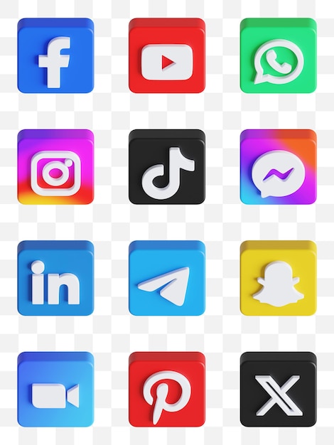 PSD social media icons 3d