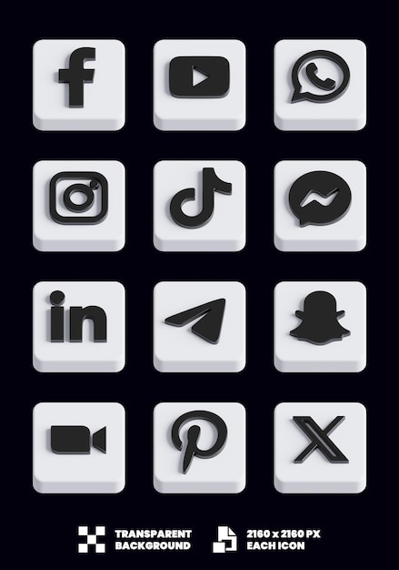 Social media icons 3d