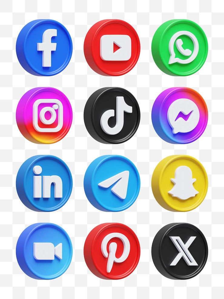 PSD social media icons 3d