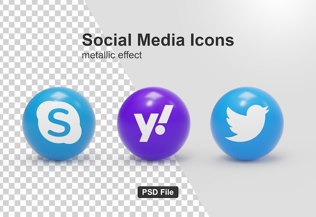 Social media icons twitter yahoo and skype