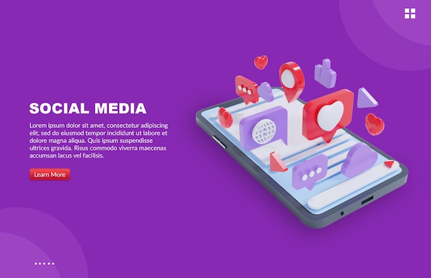 PSD social media illustration with isometric phone