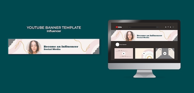 Modello di banner di youtube per influencer dei social media