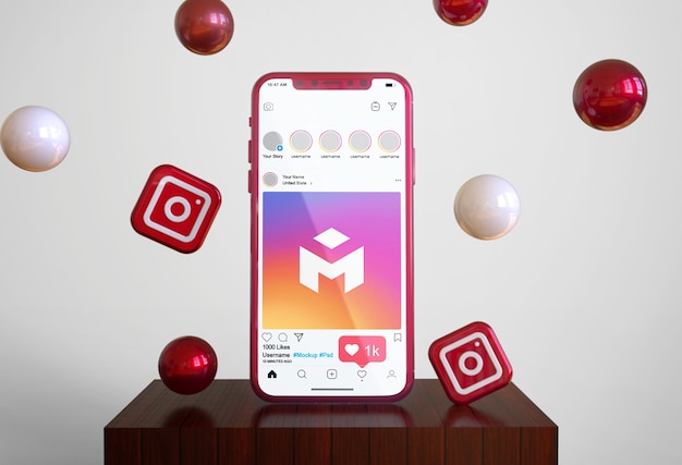 Social media instagram sul cellulare mockup