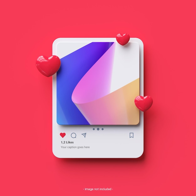 ソーシャル メディア instagram ポスト モックアップ 3 d レンダリング