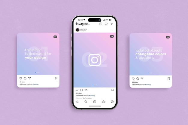 PSD Рендеринг поста в социальных сетях instagram