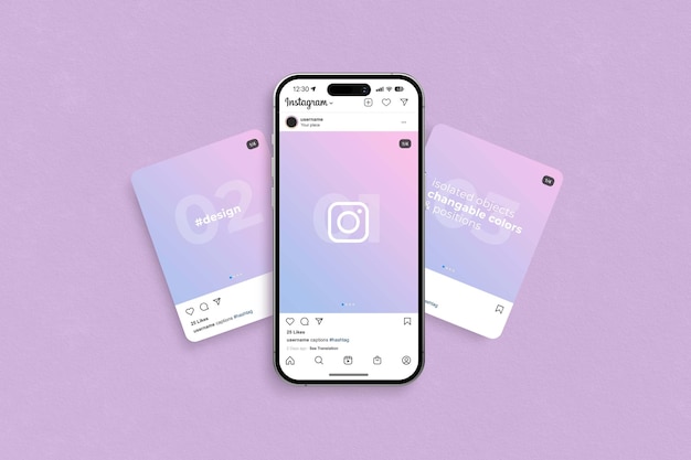 PSD mockup reso dal post di instagram sui social media