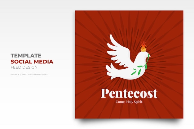 a social media instagram post template for whit sunday and pentecost sunday with a cross on it