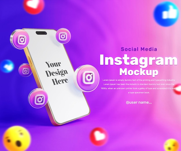 Social media instagram promotional post with smartphone mockup