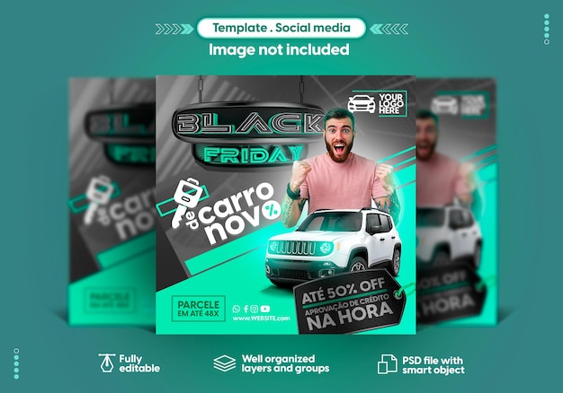 Social media instagram-sjabloon in het portugees black friday biedt verkoop en productpromotie