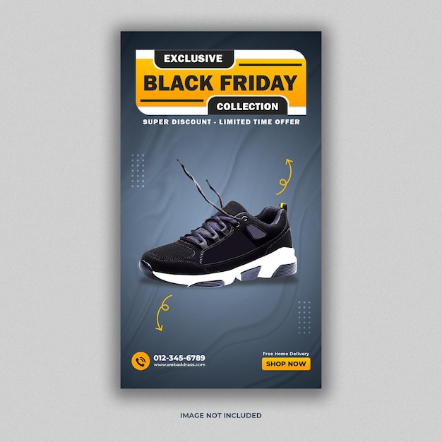 PSD social media instagram stories black friday shoes offer