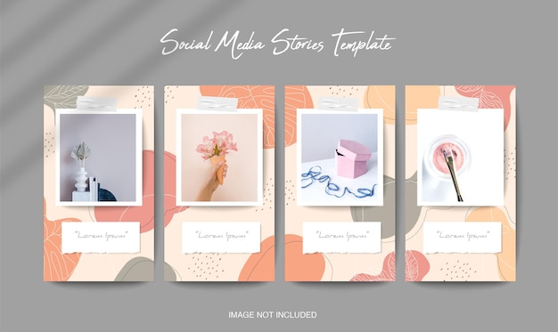 Social media Instagram stories template with organic shape background