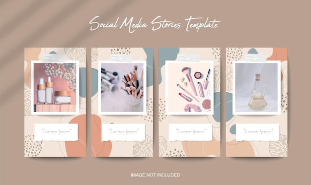 social media instagram stories template with organic shape background