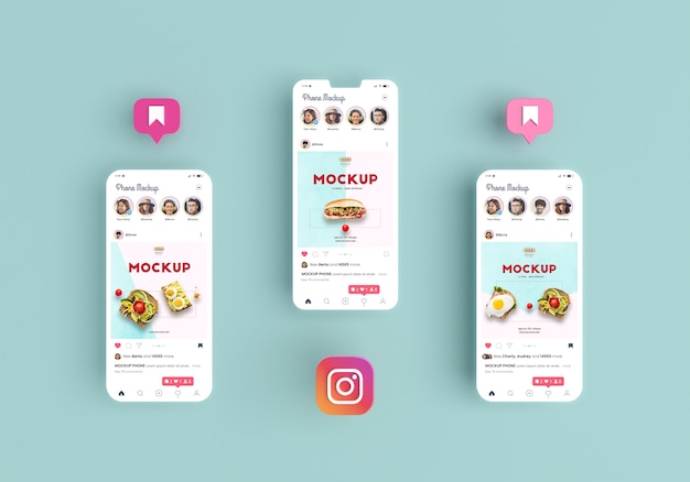 social media interface with different screens