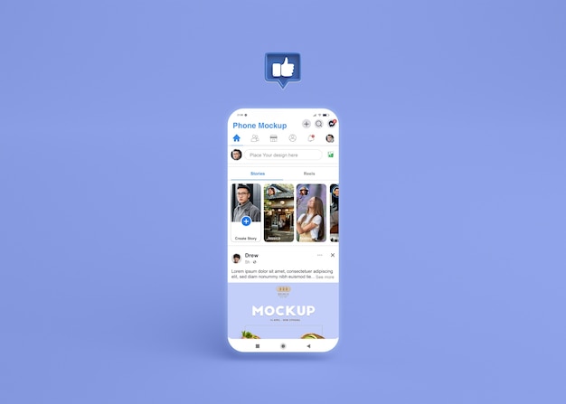 Social media interface with like icon