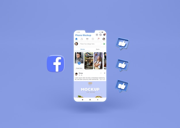 PSD interfaccia social con app logo