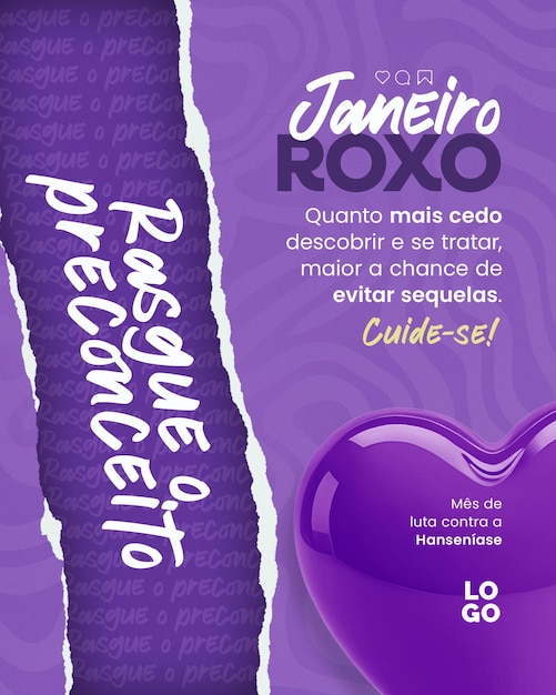 PSD social media janeiro roxo combate hansenase social media purple january fights leprosy