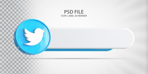 PSD social media label twitter icon 3d render luxury