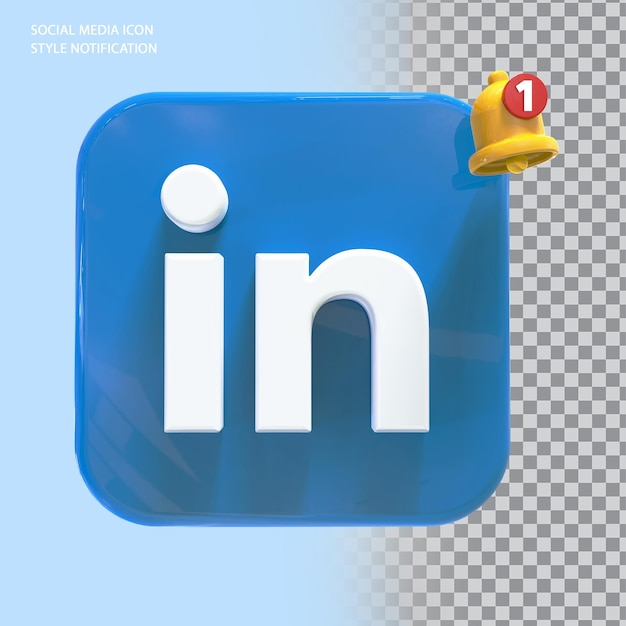 Icona social media likedin con notifica campana 3d