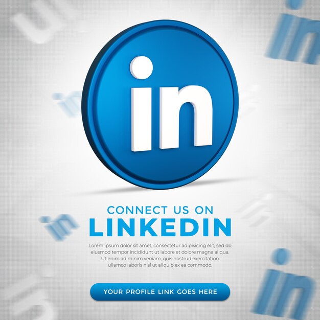 Social media linkedin app icon in 3d rendering