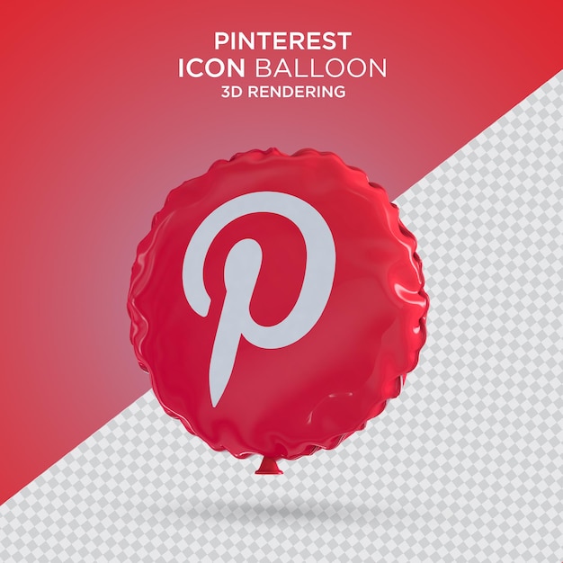 Social media-logo op ballon pinterest 3d-rendering premium psd