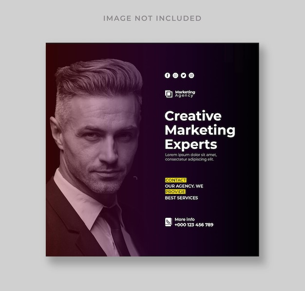 Шаблон поста в instagram для продвижения агентства по маркетингу в социальных сетях