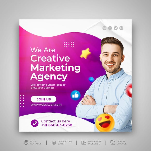 social media marketing agency social media post promotion template premium psd